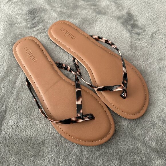 J. Crew Factory Easy Summer Flip Flops 8 Women's Tortoise Shell Sandals - Picture 1 of 5